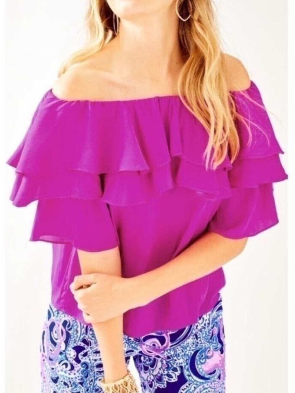 NWT $118 Lilly Pulitzer Haylee Top in Wine Spritzer, Size Medium